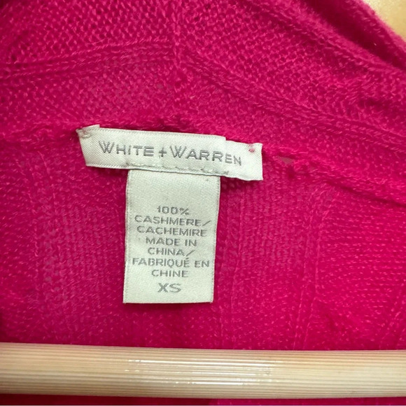 White + Warren XS Pink 100% Cashmere Cable Knit Open Cardigan Sweater - Picture 3 of 9